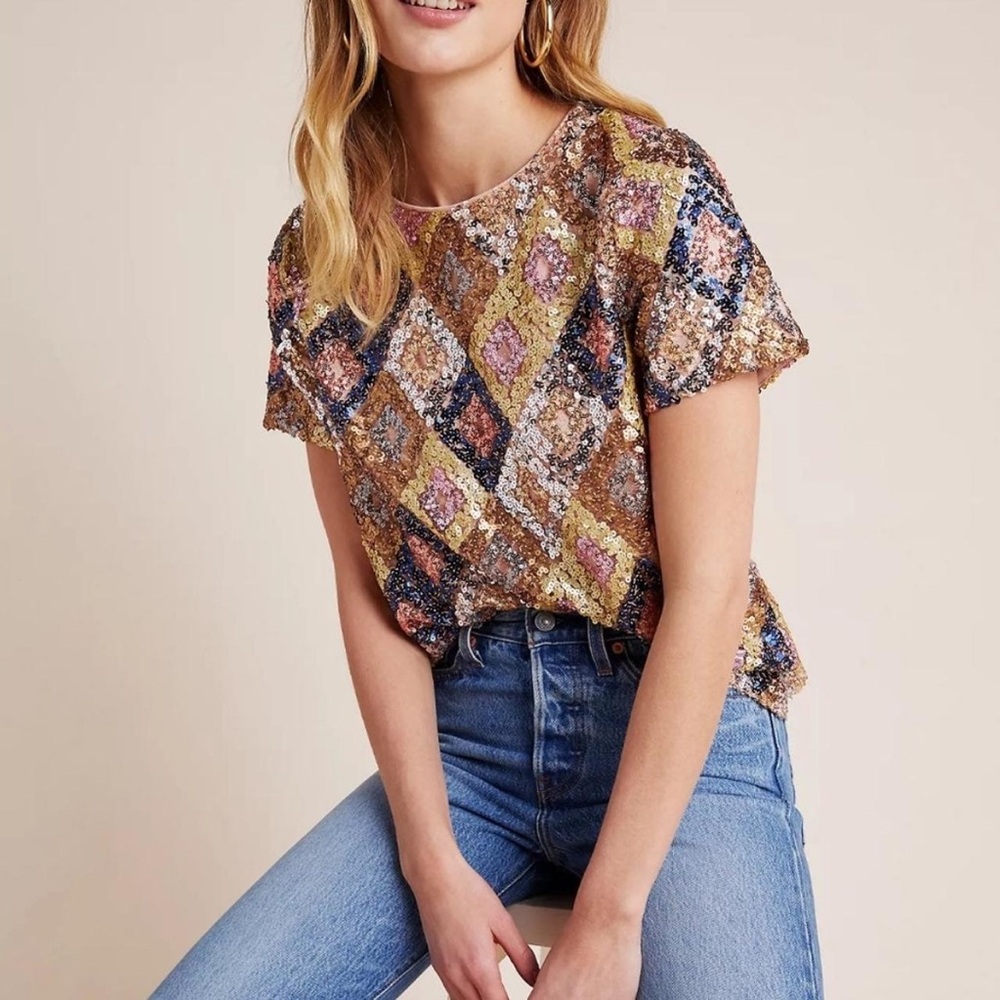 Eva Franco Anthro Yvette Sequin Top | M